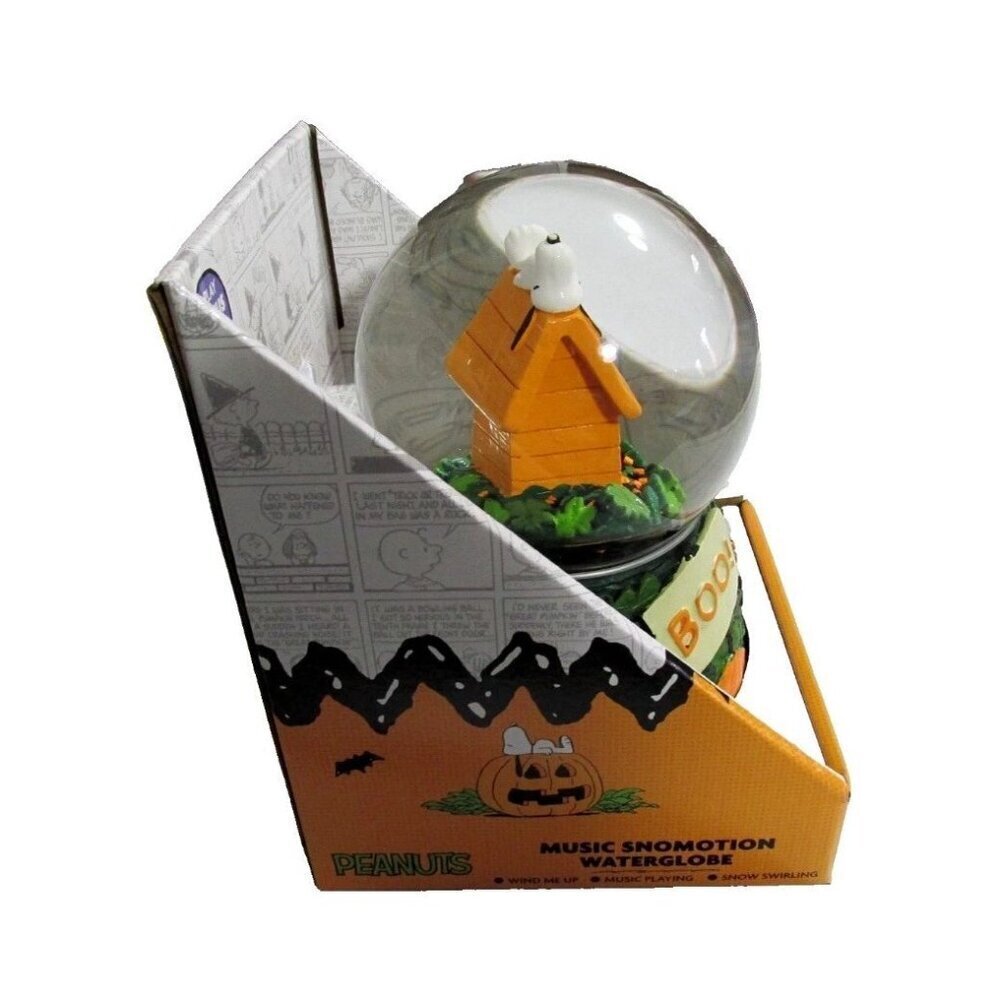 Peanuts Halloween Musical Snomotion Waterglobe Snoopy "BOO" Snow Globe New W/Box - Picture 4 of 10